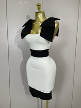 Sexy Bow Tie Black White Patchwork Bodycon Bandage Dress 2025 Women Celebrity Elegant Evening Club Party Birthday Dresses